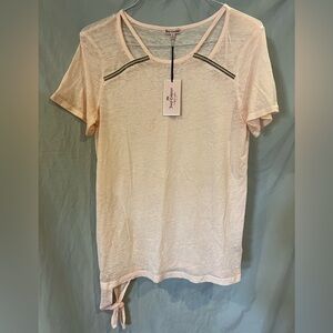 Juicy Couture Pink Embellished Rhinestone Bead Short Sleeve Tee Shirt Medium